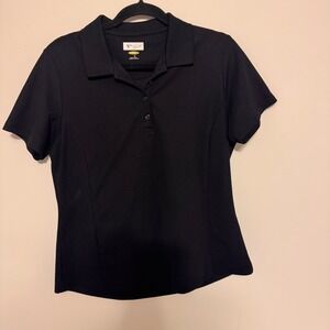 Greg Norman Women's Black Play Dry Golf‎ Polo Shirt Size LG Short Sleeve